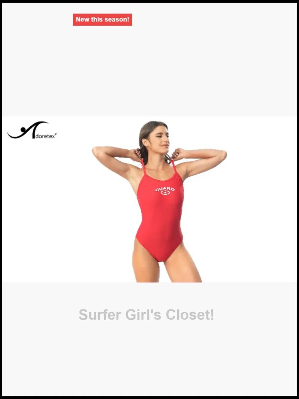 Guard One-Piece Swimsuit with Thin Straps, Quick Dry, Stretch